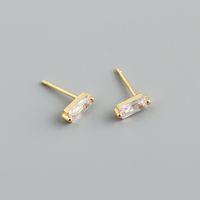 Simple Style Square Sterling Silver Inlay Zircon Ear Studs 1 Pair sku image 5