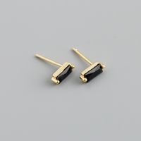 Simple Style Square Sterling Silver Inlay Zircon Ear Studs 1 Pair sku image 9