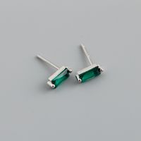 Simple Style Square Sterling Silver Inlay Zircon Ear Studs 1 Pair sku image 2