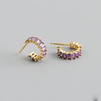 Fashion Geometric Sterling Silver Inlay Zircon Ear Studs 1 Pair sku image 11