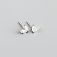Simple Style Leaf Sterling Silver Inlay Zircon Ear Studs 1 Pair sku image 2