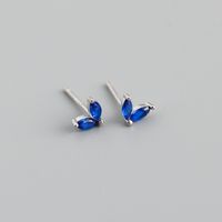 Simple Style Leaf Sterling Silver Inlay Zircon Ear Studs 1 Pair sku image 4