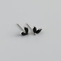 Simple Style Leaf Sterling Silver Inlay Zircon Ear Studs 1 Pair sku image 6