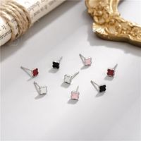 Simple Style Flower Silver Epoxy Ear Studs 1 Pair main image 2