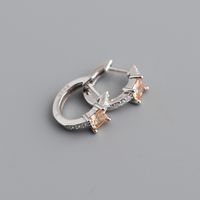Fashion Round Silver Inlay Zircon Earrings 1 Pair sku image 5