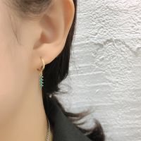 Mode Géométrique Argent Sterling Incruster Zircon Boucles D'oreilles Pendantes 1 Paire main image 3