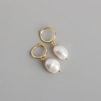 Fashion Irregular Silver Pearl Drop Earrings 1 Pair sku image 1