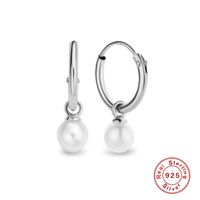 1 Pair Fashion Geometric Sterling Silver Pearl Earrings sku image 2