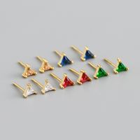 Simple Style Triangle Silver Inlay Zircon Ear Studs 1 Pair main image 1