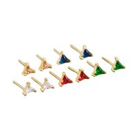 Simple Style Triangle Silver Inlay Zircon Ear Studs 1 Pair main image 4
