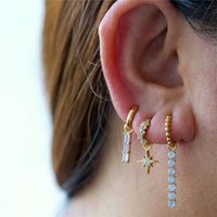 Fashion Geometric Star Moon Sterling Silver Plating Zircon Drop Earrings 1 Piece main image 3