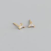 Simple Style Triangle Silver Inlay Zircon Ear Studs 1 Pair sku image 2