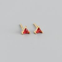 Simple Style Triangle Silver Inlay Zircon Ear Studs 1 Pair sku image 5
