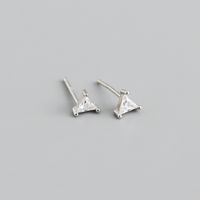 Simple Style Triangle Silver Inlay Zircon Ear Studs 1 Pair sku image 3
