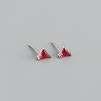Simple Style Triangle Silver Inlay Zircon Ear Studs 1 Pair sku image 6