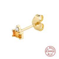 Mode Carré Gland Argent Sterling Placage Incruster Zircon Boucles D'oreilles 1 Pièce sku image 6