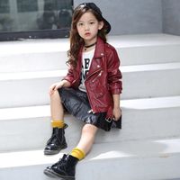 Fashion Solid Color Pu Girls Outerwear sku image 2