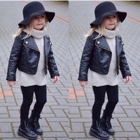 Fashion Solid Color Pu Girls Outerwear main image 3