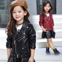 Fashion Solid Color Pu Girls Outerwear main image 4