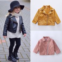 Fashion Solid Color Pu Girls Outerwear main image 2