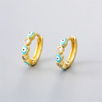 Fashion Eye Gold Plated Enamel Women's Earrings 1 Pair sku image 1