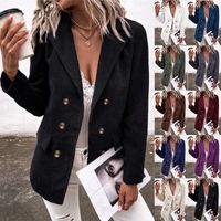 Women's Fashion Solid Color Patchwork Double Breasted Coat Blazer main image 6
