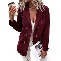 Women's Fashion Solid Color Patchwork Double Breasted Coat Blazer main image 5