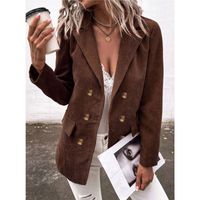 Women's Fashion Solid Color Patchwork Double Breasted Coat Blazer main image 4