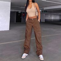 Women's Street Fashion Solid Color Full Length Patchwork Cargo Pants main image 1