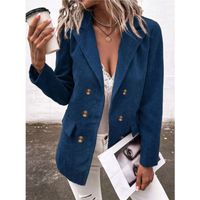 Women's Fashion Solid Color Patchwork Double Breasted Coat Blazer main image 3