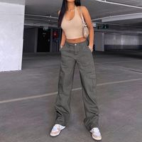 Women's Street Fashion Solid Color Full Length Patchwork Cargo Pants main image 3