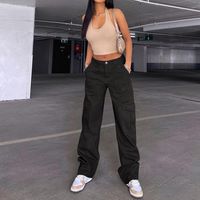 Women's Street Fashion Solid Color Full Length Patchwork Cargo Pants main image 2