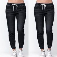 Fashion Solid Color Cotton Blend Full Length Washed Jeans main image 4