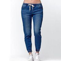 Mode Einfarbig Baumwollmischung In Voller Länge Gewaschen Jeans main image 3