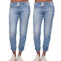Fashion Solid Color Cotton Blend Full Length Washed Jeans main image 2