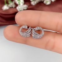 Mode Cygne Le Cuivre Placage Zircon Boucles D'oreilles 1 Paire main image 5