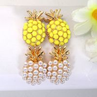 Mode Ananas Alliage Incruster Strass Femmes Boucles D'oreilles 1 Paire main image 2