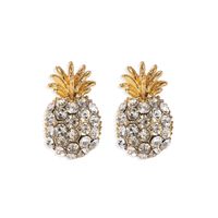 Fashion Pineapple Alloy Inlay Rhinestones Women's Ear Studs 1 Pair sku image 1