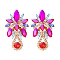 Mode Fleur Alliage Incruster Perles Artificielles Diamant Artificiel Femmes Boucles D'oreilles 1 Paire main image 4