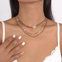 Wholesale Jewelry Simple Style Geometric Iron Plating Layered Necklaces main image 1