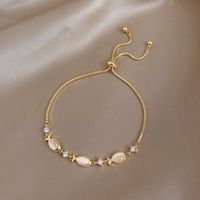 Elegant Geometric Copper Gold Plated Opal Bracelets sku image 1