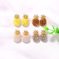 Mode Ananas Alliage Incruster Strass Femmes Boucles D'oreilles 1 Paire main image 1