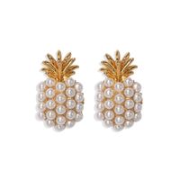 Mode Ananas Alliage Incruster Strass Femmes Boucles D'oreilles 1 Paire main image 3