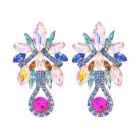 Fashion Flower Alloy Inlay Artificial Pearls Artificial Diamond Women's Drop Earrings 1 Pair main image 3