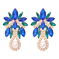 Fashion Flower Alloy Inlay Artificial Pearls Artificial Diamond Women's Drop Earrings 1 Pair sku image 2