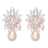 Fashion Flower Alloy Inlay Artificial Pearls Artificial Diamond Women's Drop Earrings 1 Pair sku image 3