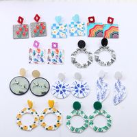 Retro Flower Arylic Stoving Varnish Women's Drop Earrings 1 Pair main image 1