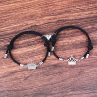 Fashion Crown Stainless Steel Synthetic Fibre Couple Bracelets 1 Pair sku image 3