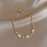 Elegant Geometric Copper Gold Plated Opal Bracelets main image 2
