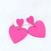 Pendientes Colgantes De 1 Par De Estilo Simple En Forma De Corazón Arílico Para Mujer main image 2